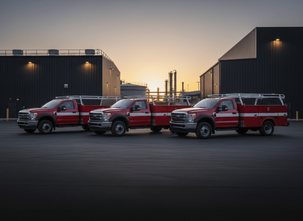 Commercial work-truck fleet representing JDG fleet corrosion protection
